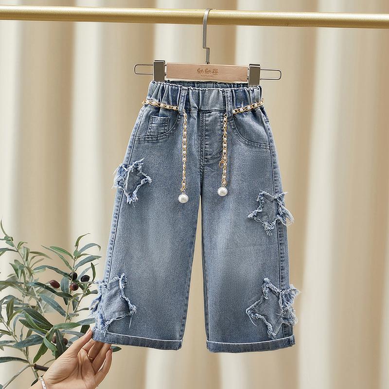 Jeans Strappati con Stelle e Dettagli Gioiello