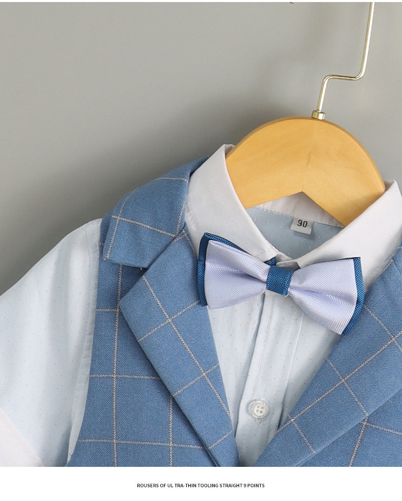 Completo estivo elegante bambino - azzurro a quadretti