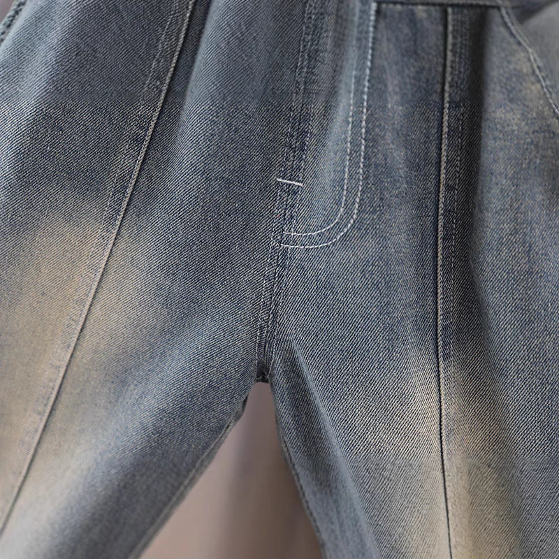 Jeans Bambino con Risvolto Vita Elasticizzata e Taglio Comodo