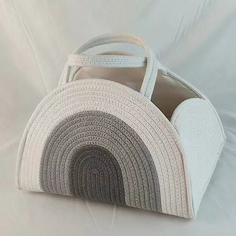 Cesta Portaoggetti in Corda Design Arcobaleno Verde