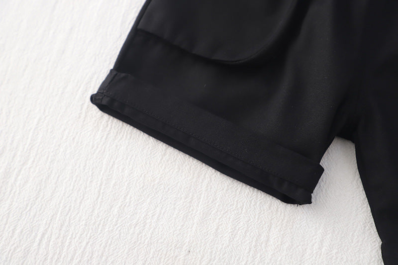 Completo Elegante Bimbo "Little Manager" - Camicia Senza Maniche con Cravatta e Shorts