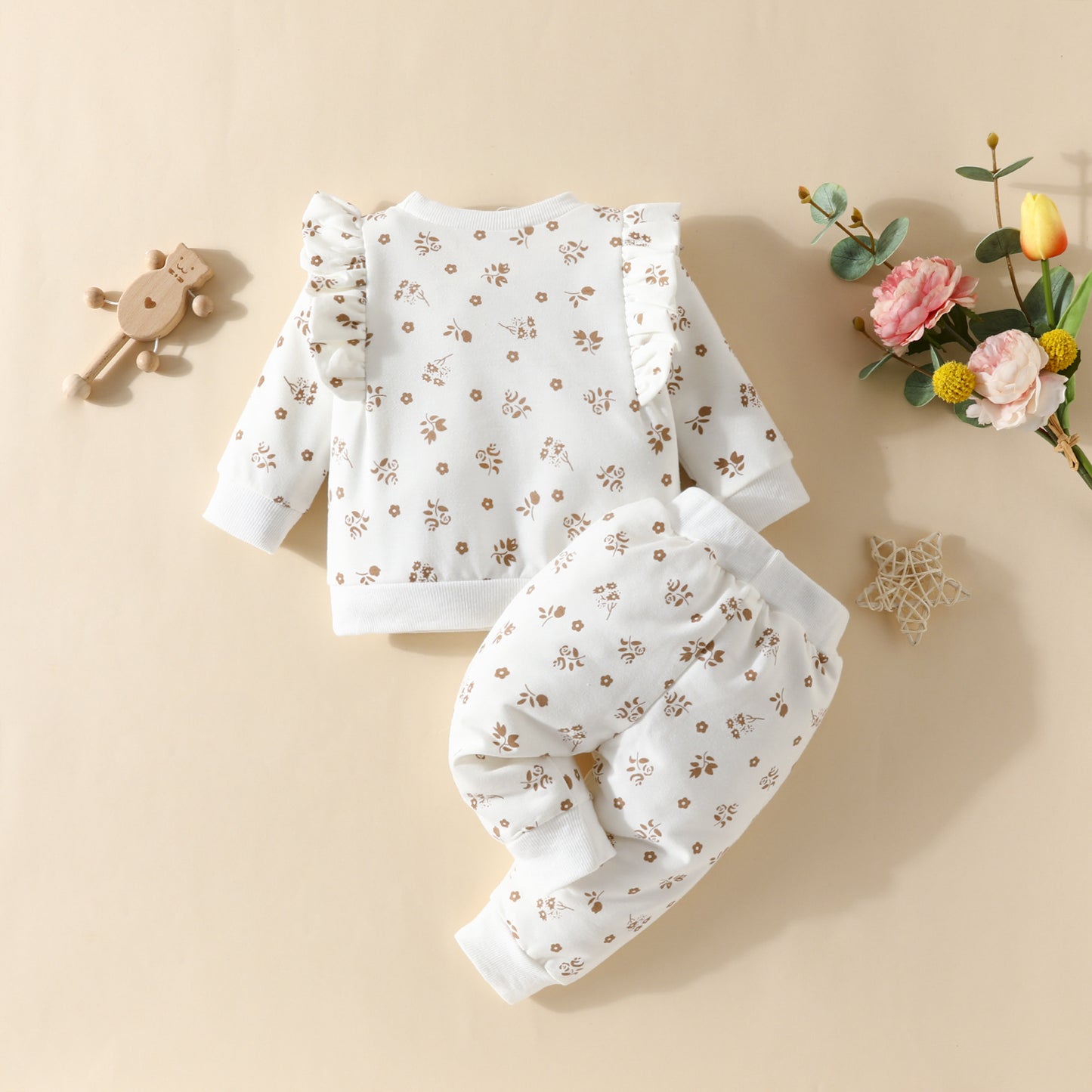 Completo Bambina 2 Pezzi floreale 100% cotone