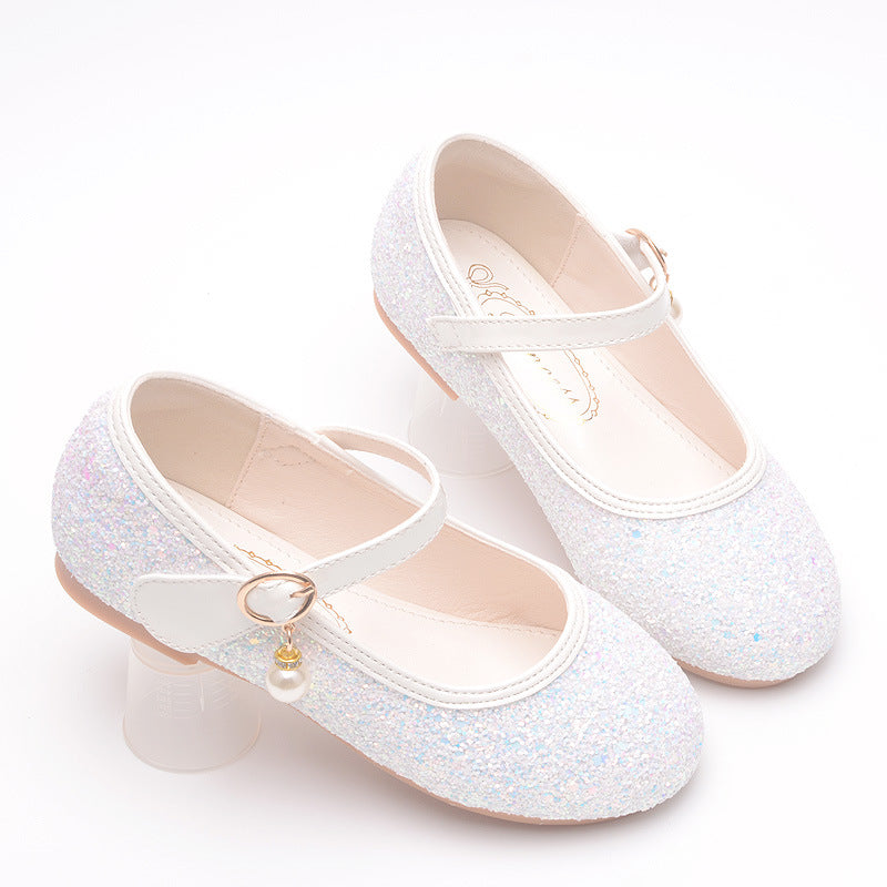 Ballerine Glitter Bambina con Cinturino e Perla