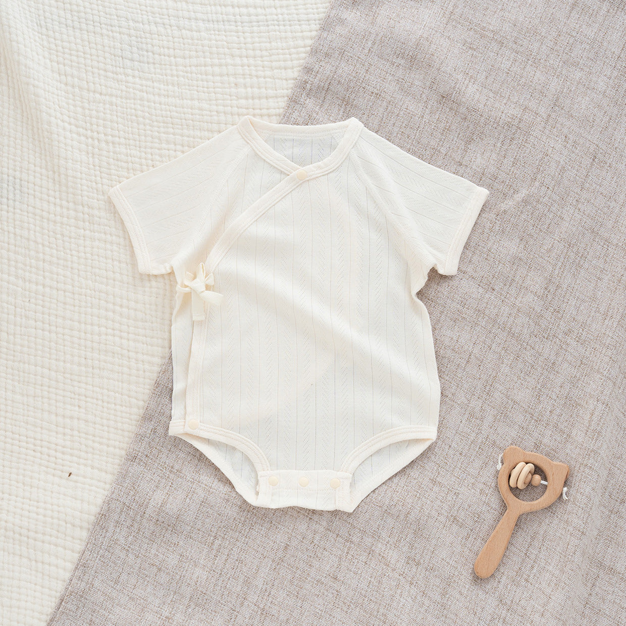 Body manica corta neonato kimono in cotone a costine – 3 colori