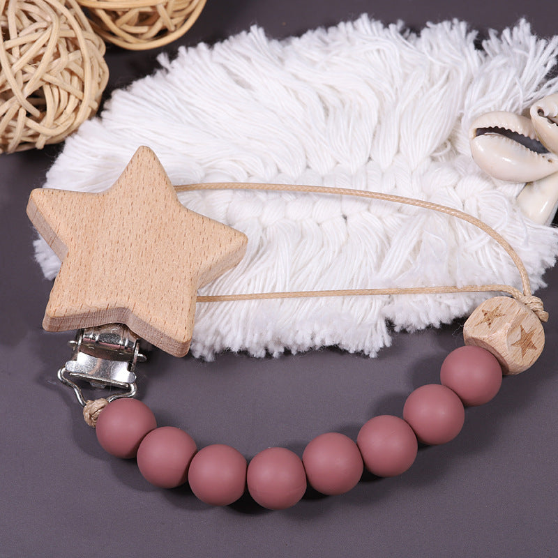 Catenina in Legno e Silicone con Clip a Stella