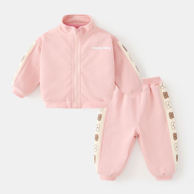 Tuta Bimbo/Bimba 2 Pezzi Felpa con Zip e Pantaloni con Orsetti | “Happy Baby”