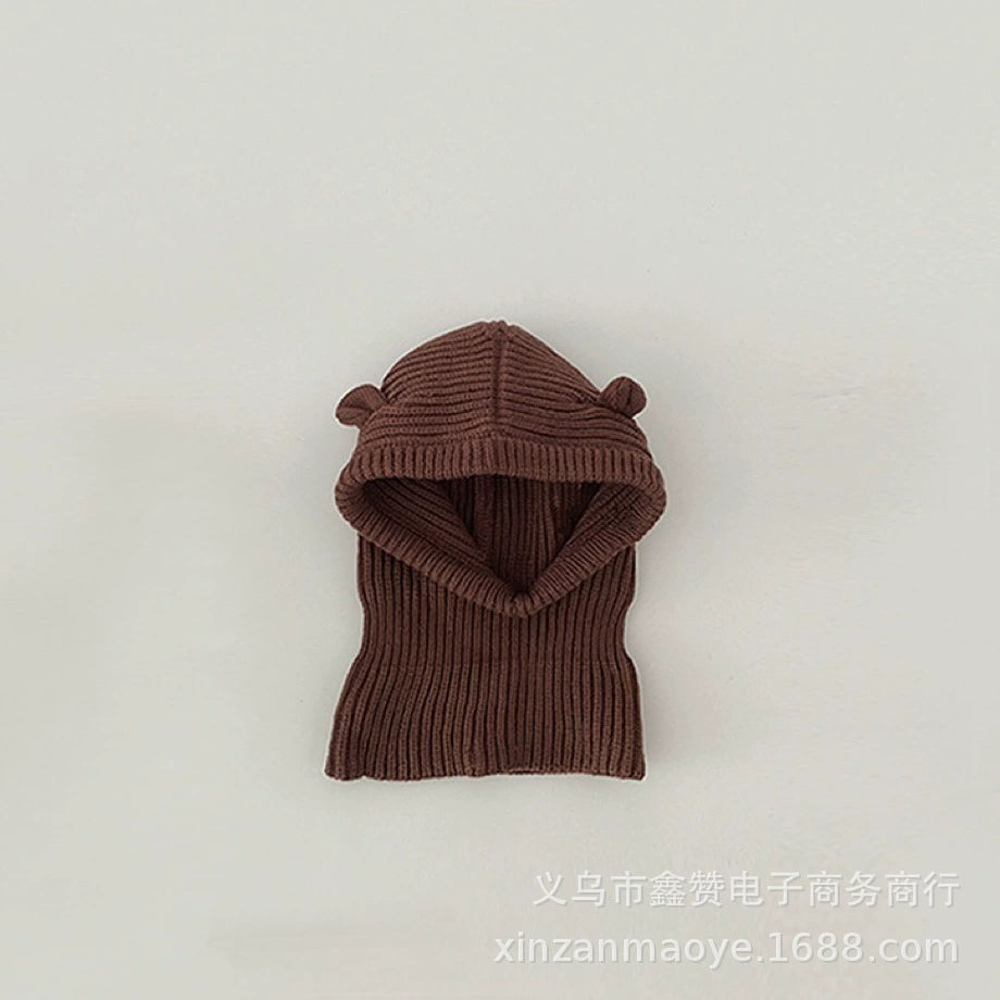Cappuccio Bimbo in Maglia a Coste con Orecchie –