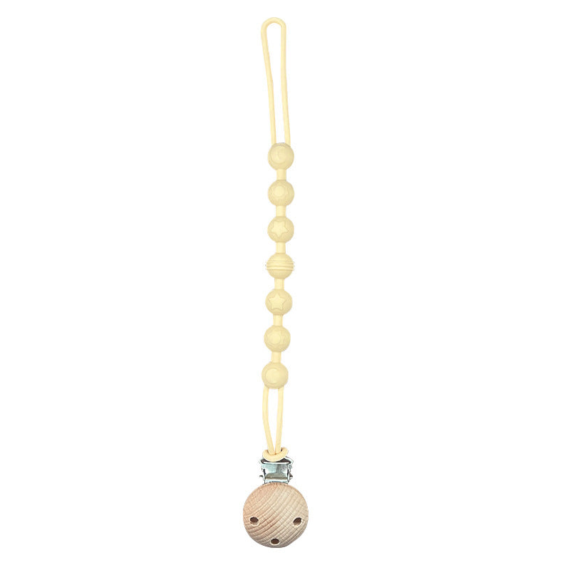 Catenina in Silicone con clip in Legno Naturale