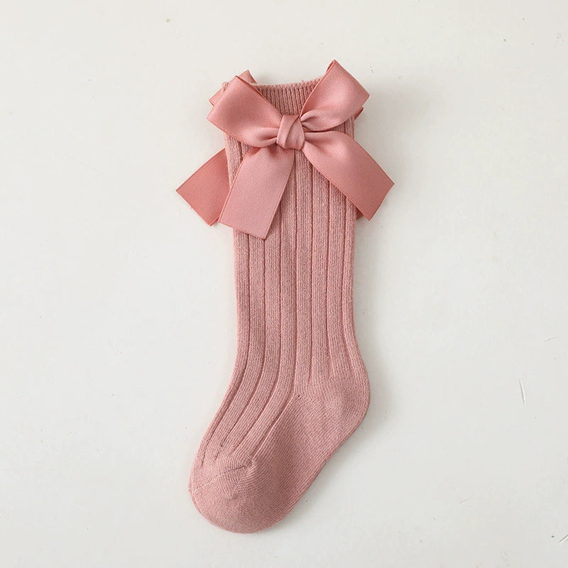Calze Lunghe Bambina con Fiocco in Raso – Vari Colori