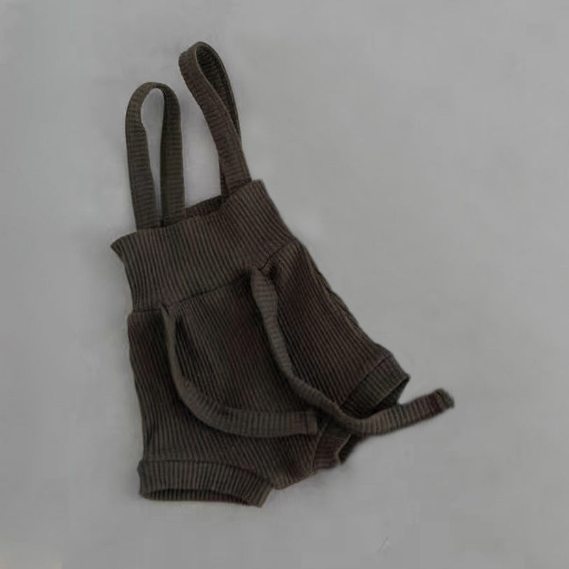 Salopette in Maglia a Coste con Fiocco