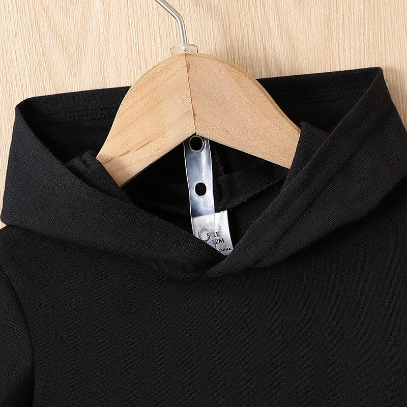 Completo Estivo Bimbo "Urban Black" T-shirt con Cappuccio e Shorts