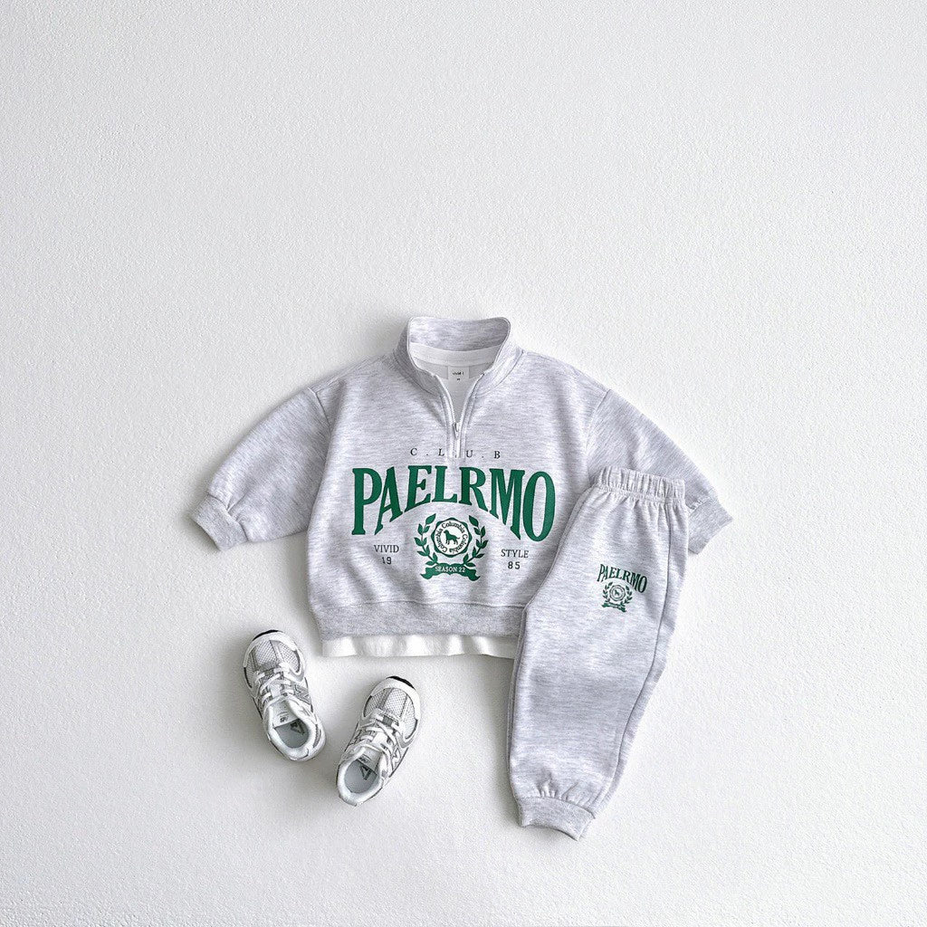 Completo Sportivo Bimbo "PAELRMO Club" – Felpa Zip e Pantaloni Jogger