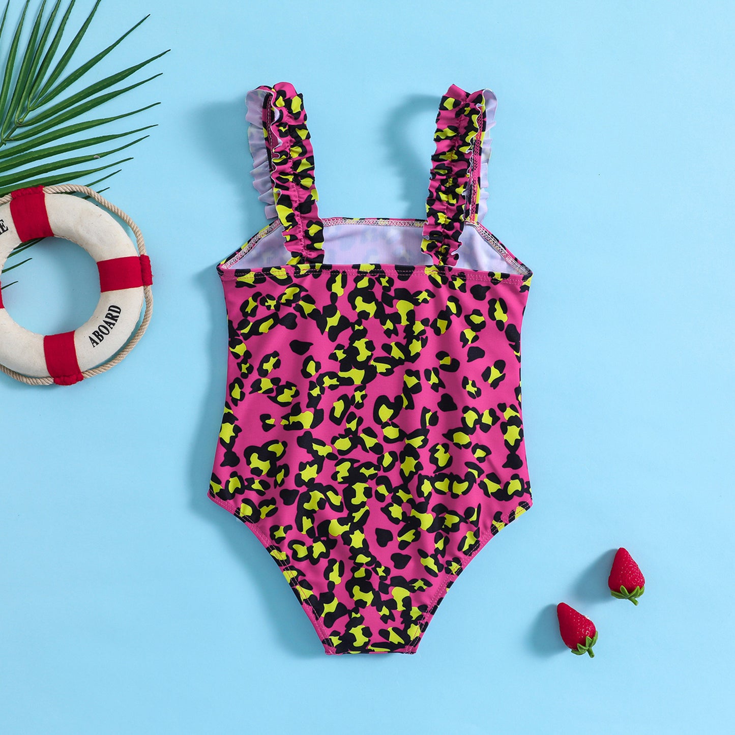 Costume intero bambina Stampa animalier fucsia