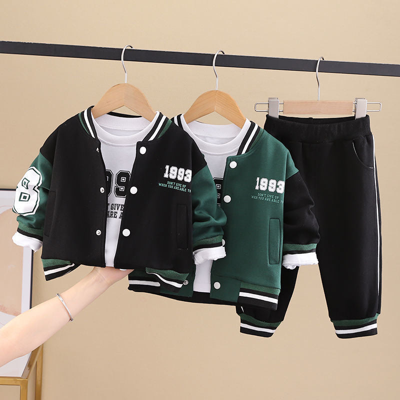 Bambino 3 Pezzi Giacca College, T-Shirt e Pantaloni Sportivi | Stile Casual