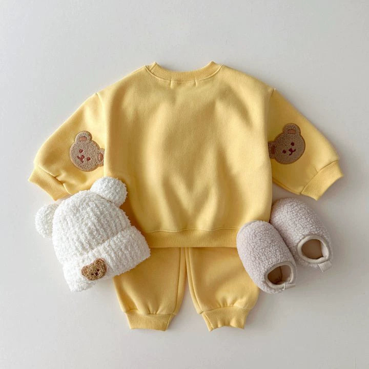 Felpa Bimbo/Bimba "Teddy Patch" – Vari Colori Pastello con Toppa Orsetto