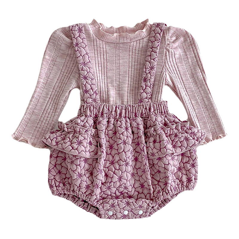Pagliaccetto Bimba con Bretelle a Fiorellini Romantica e Comoda