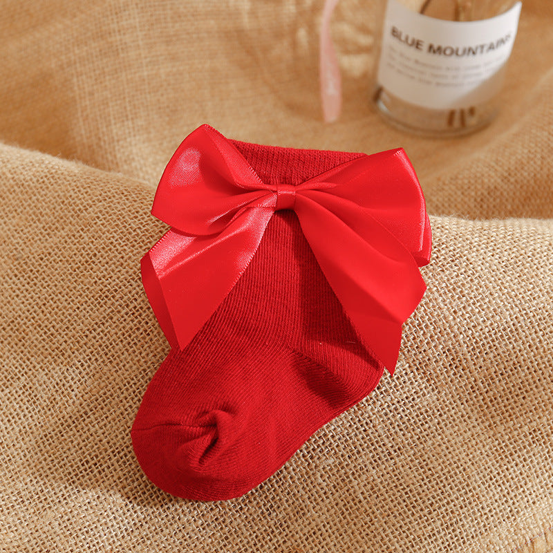 Calzini Eleganti per Bambina con Fiocco in Raso