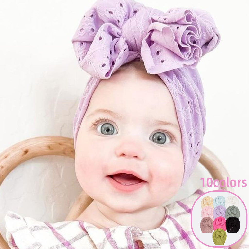 Turbante Neonata in Pizzo con Maxi Fiocco