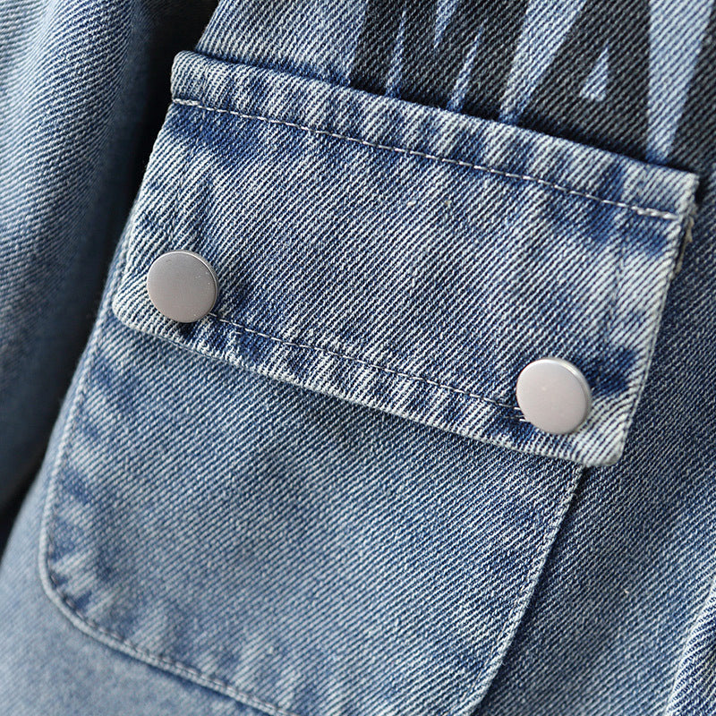 Completo Casual Bambino – Giacca Jeans, T-Shirt e Pantaloni Neri