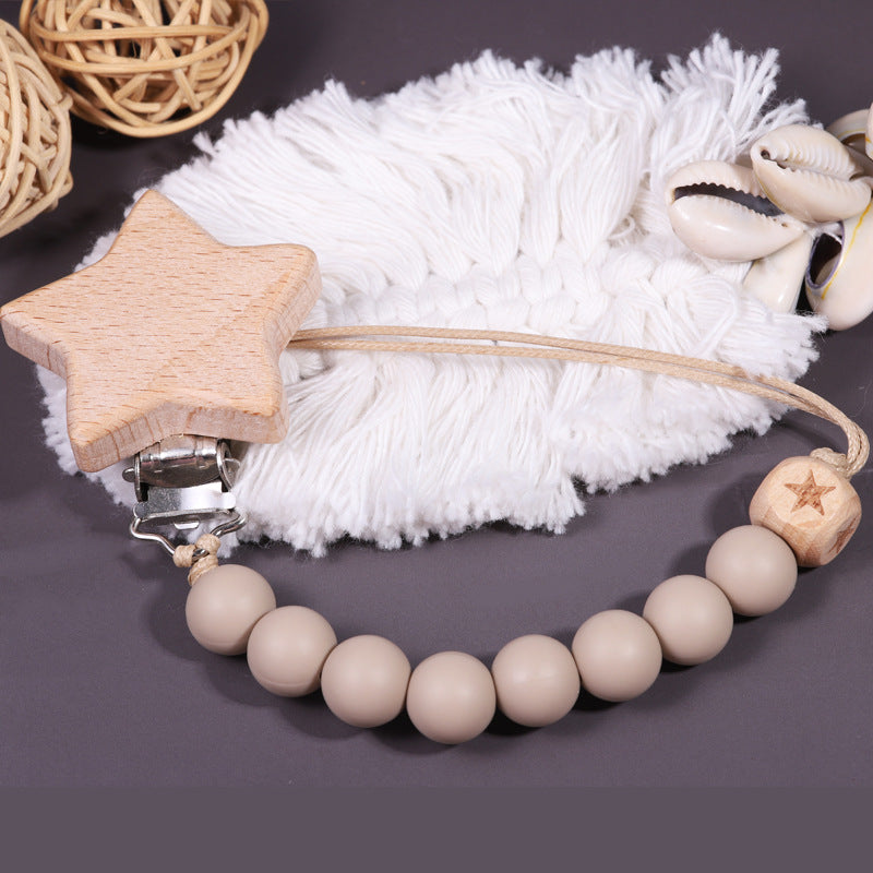 Catenina in Legno e Silicone con Clip a Stella
