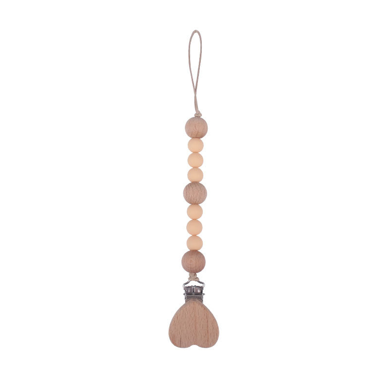 Portaciuccio in Legno e Silicone Cuore– Design Naturale con Perline