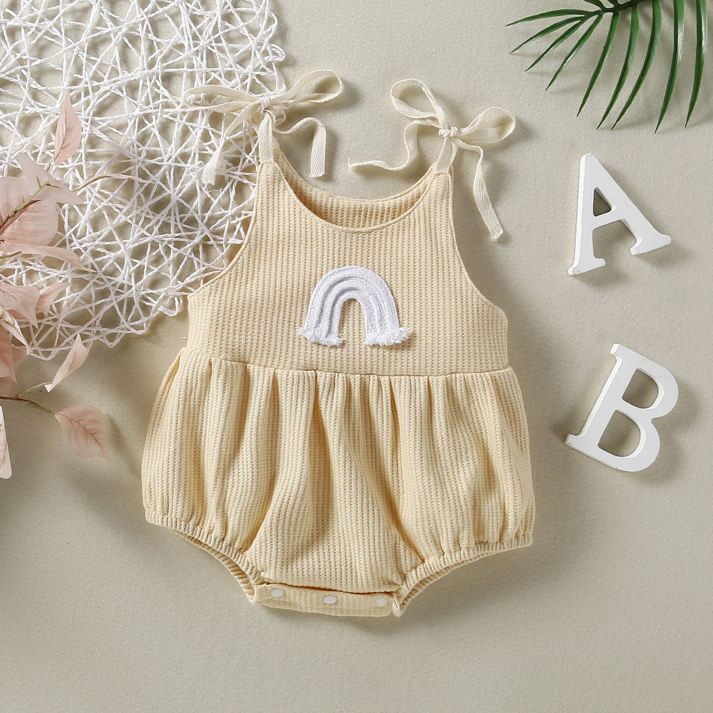 Pagliaccetto Estivo Bambina/neonata con Arcobaleno e Fiocchi