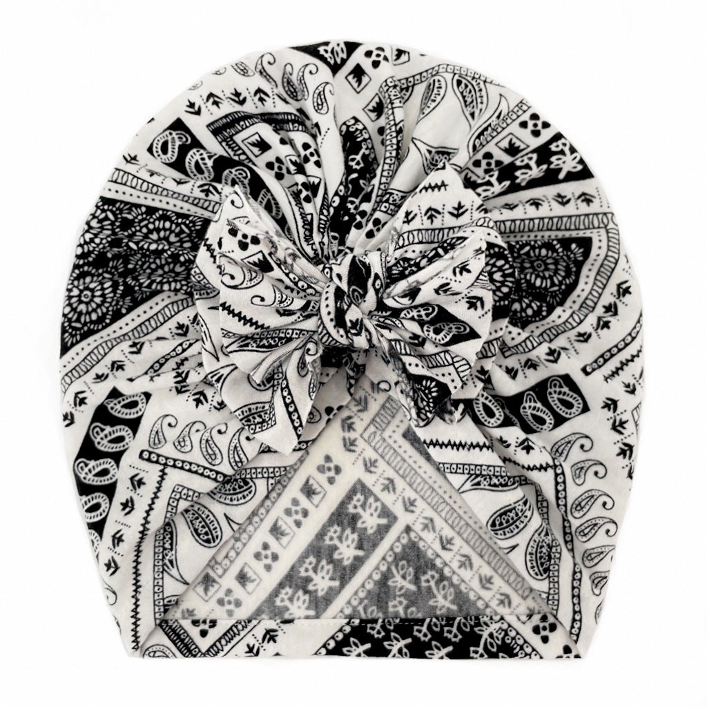 Turbante Neonata con Maxi Fiocco Stampa Bandana