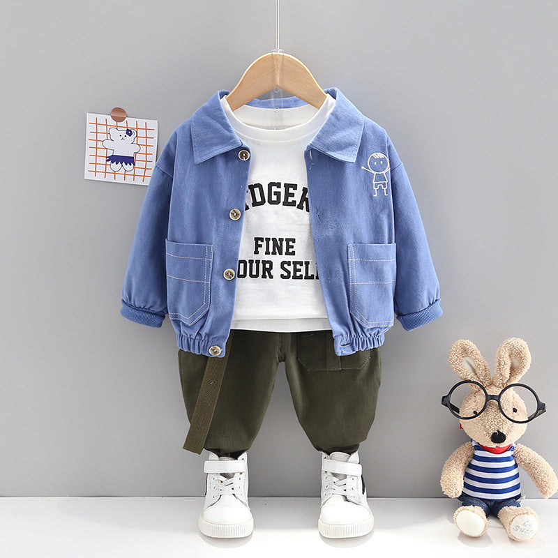 Completo Bimbo "Mini Explorer" Giacca Nera, T-shirt e Pantaloni