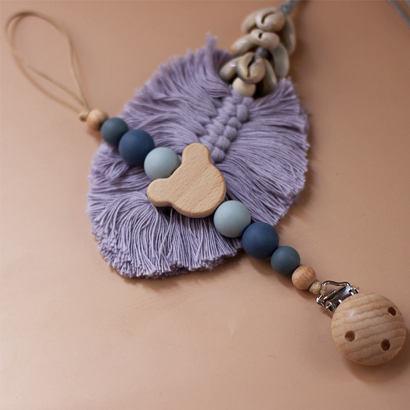 Portaciuccio in Legno e Silicone Orsetto – Design Naturale con Perline