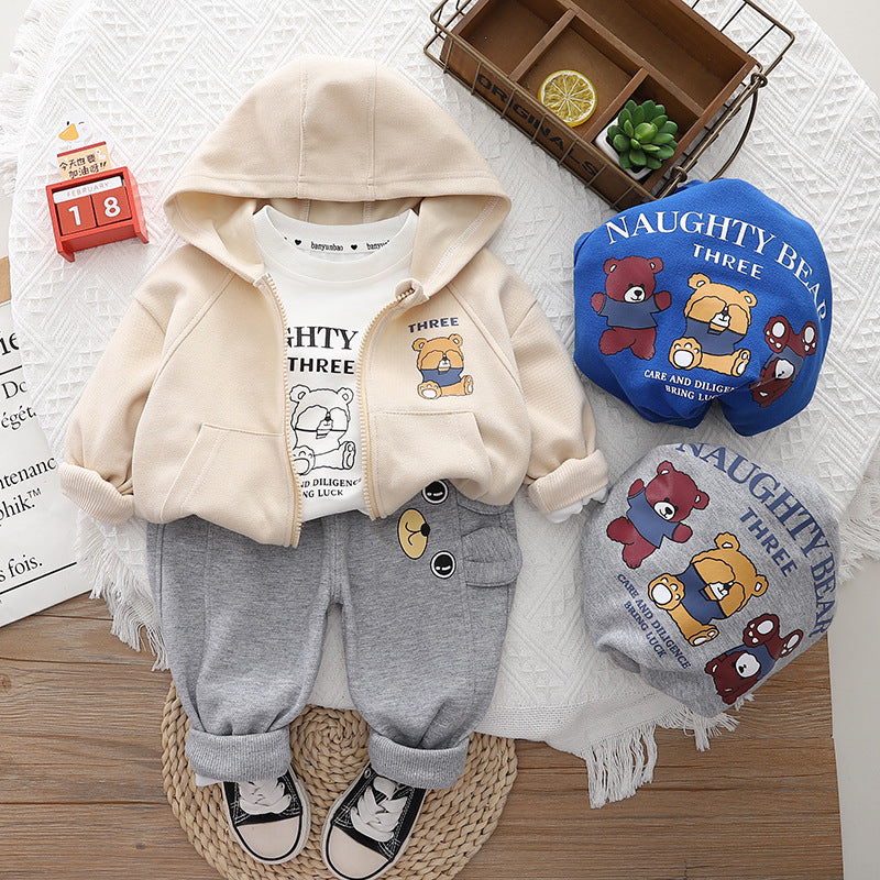 Completo Bimbo "Urban Memories" Giacca Jeans Nera, T-shirt e Pantaloni