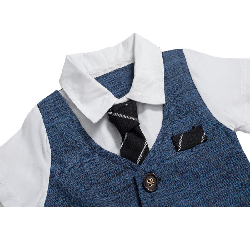 Tutina Bimbo Elegante con Gilet e Cravatta Piccolo Gentiluomo