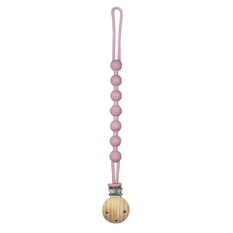 Catenina in Silicone con clip in Legno Naturale