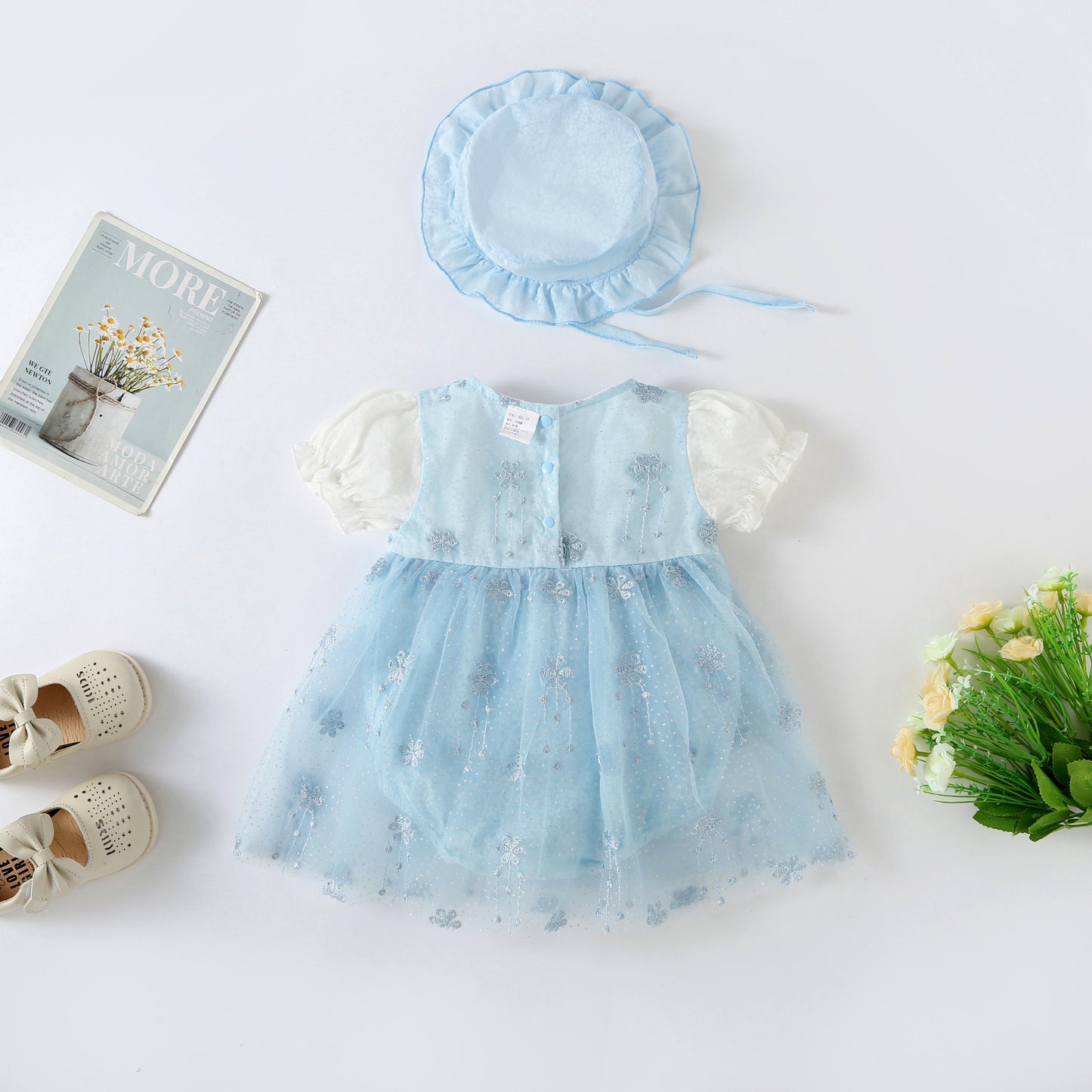 Vestitino tulle con Fiocco e Cappellino