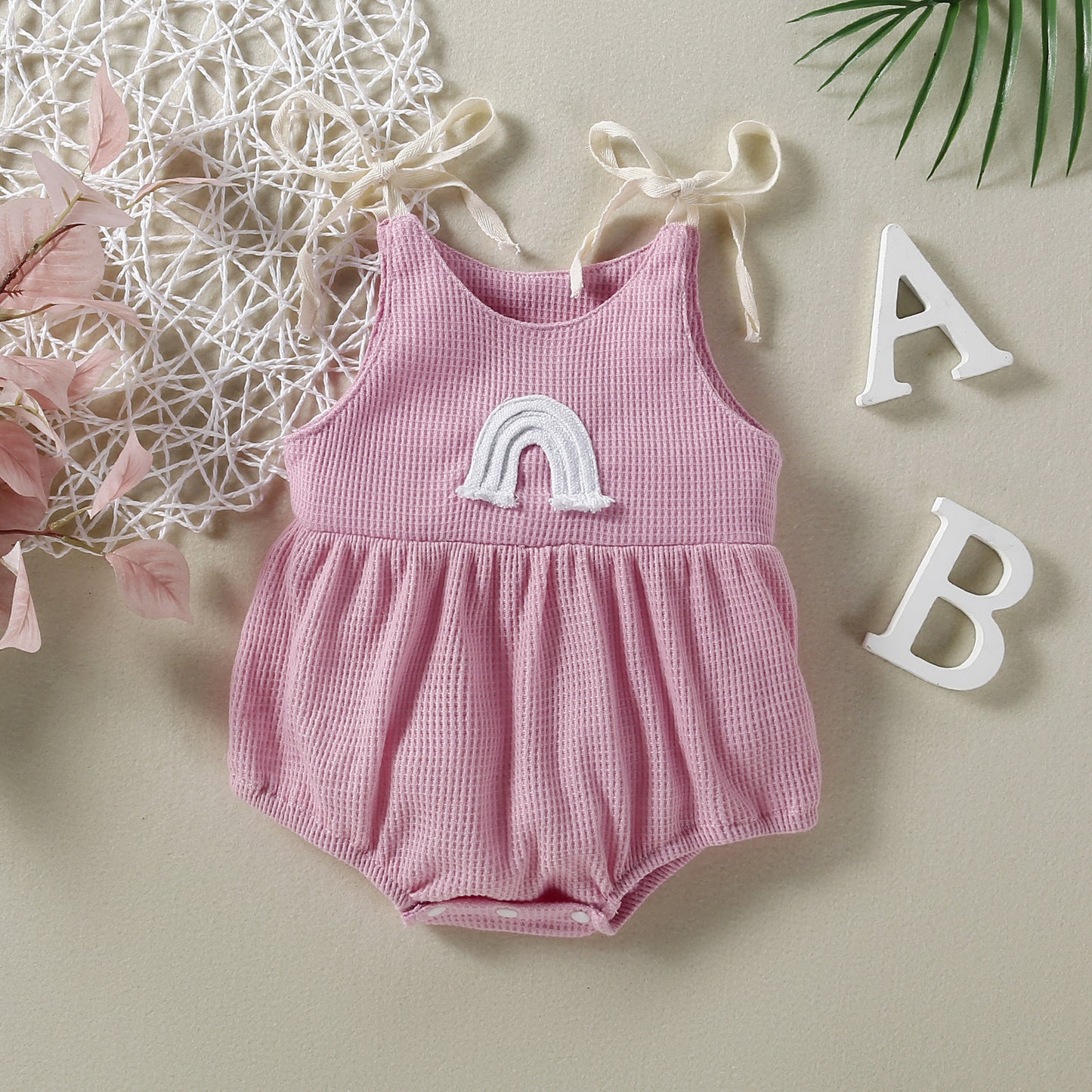 Pagliaccetto Estivo Bambina/neonata con Arcobaleno e Fiocchi