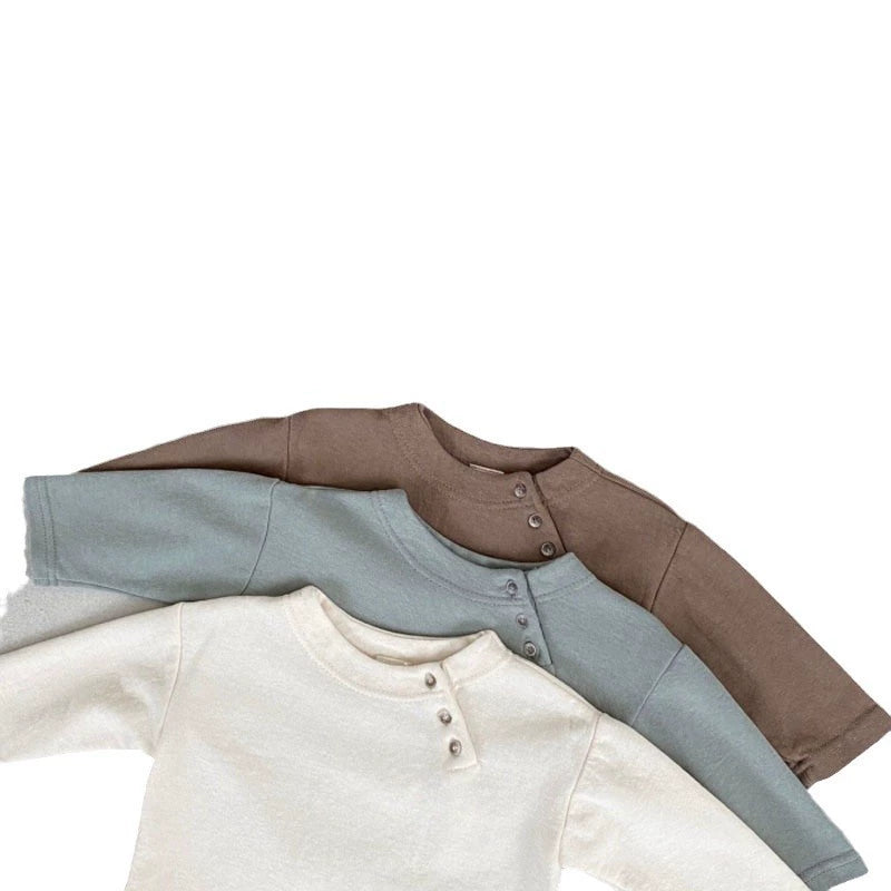 Maglietta Neonato Manica Lunga con Bottoncini – Basic Neutri