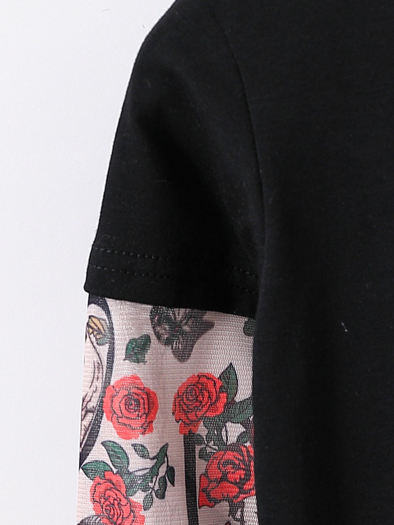 Maglia Bambino Maniche Lunghe con Dettaglio Floreale stile tattoo
