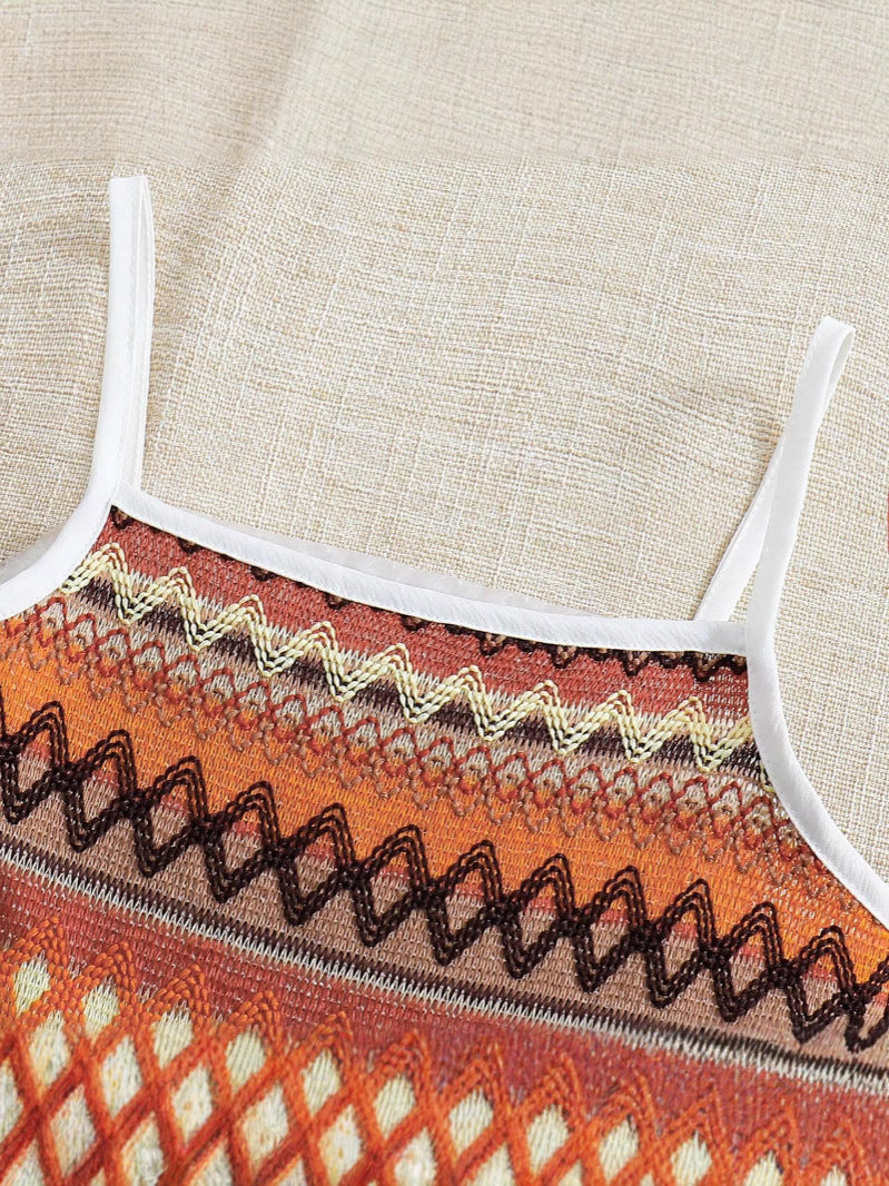 Set Boho Chic Bambina Abito Lungo con Cardigan e Borsa Coordinata