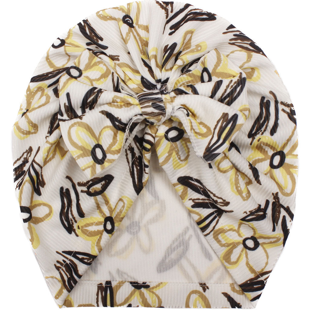 Turbante Neonata con Maxi Fiocco e Stampa Floreale