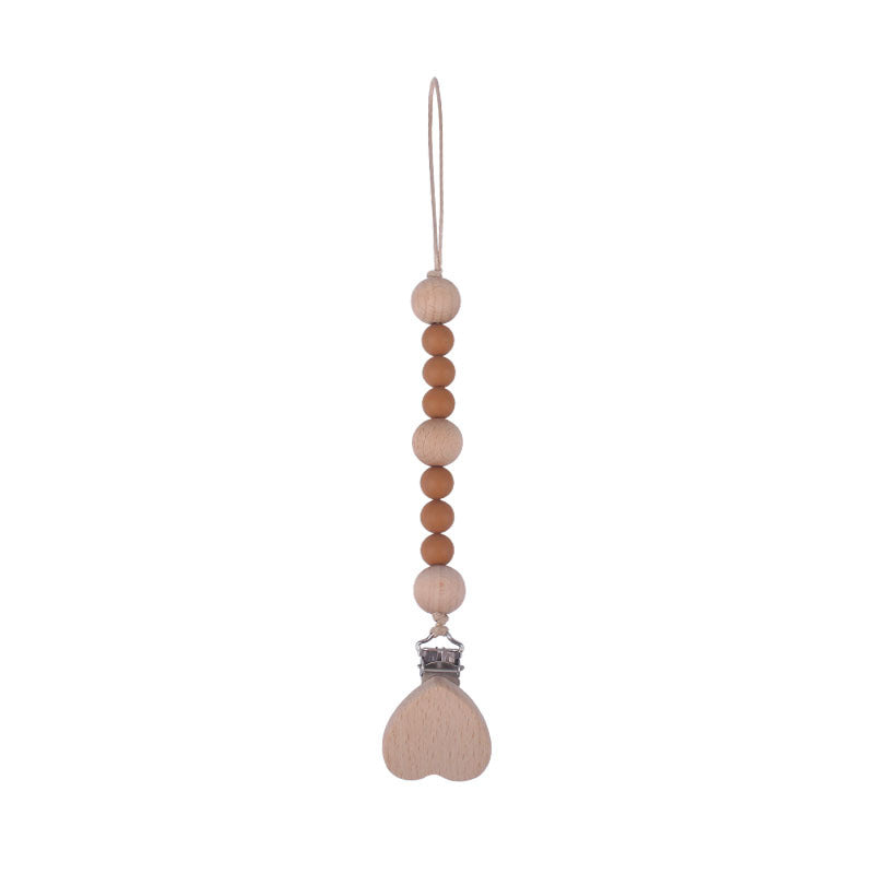 Portaciuccio in Legno e Silicone Cuore– Design Naturale con Perline