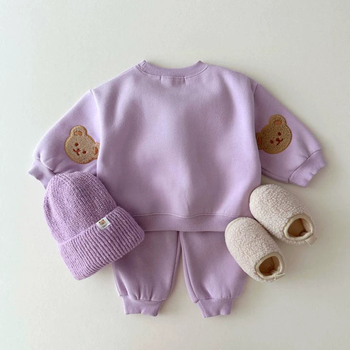 Felpa Bimbo/Bimba "Teddy Patch" – Vari Colori Pastello con Toppa Orsetto