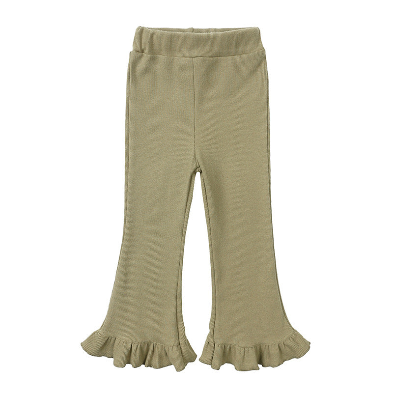 Leggings Bambina con Volant al Fondo Modello Svasato Vari Colori