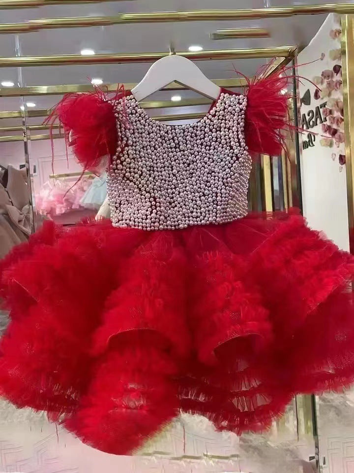 Vestito elegante bimba per cerimonia con tulle