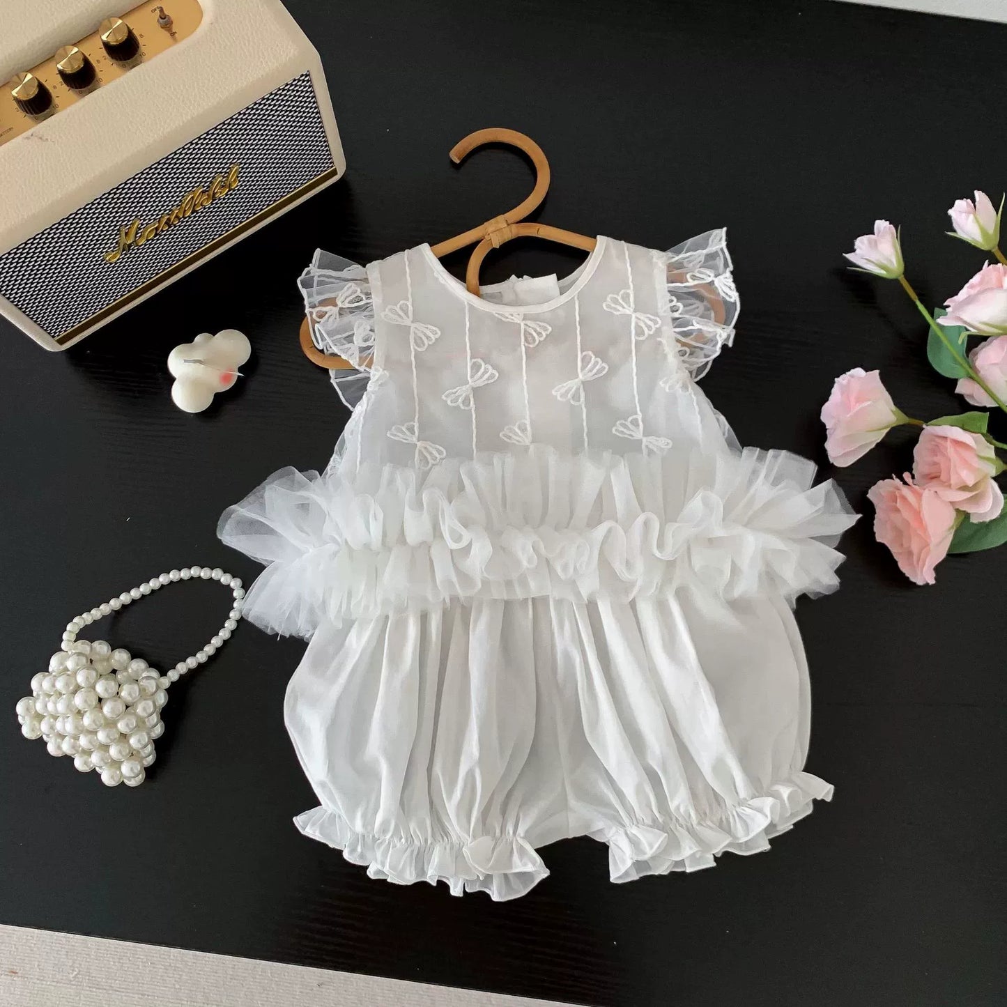 Completo Elegante per bimba Blusa in Tulle e Shorts Coordinati