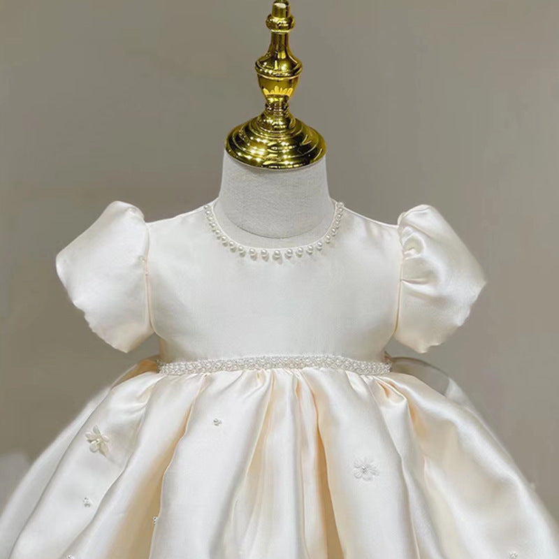 Abito Elegante da Cerimonia per Bambina Avorio con Maxi Fiocco