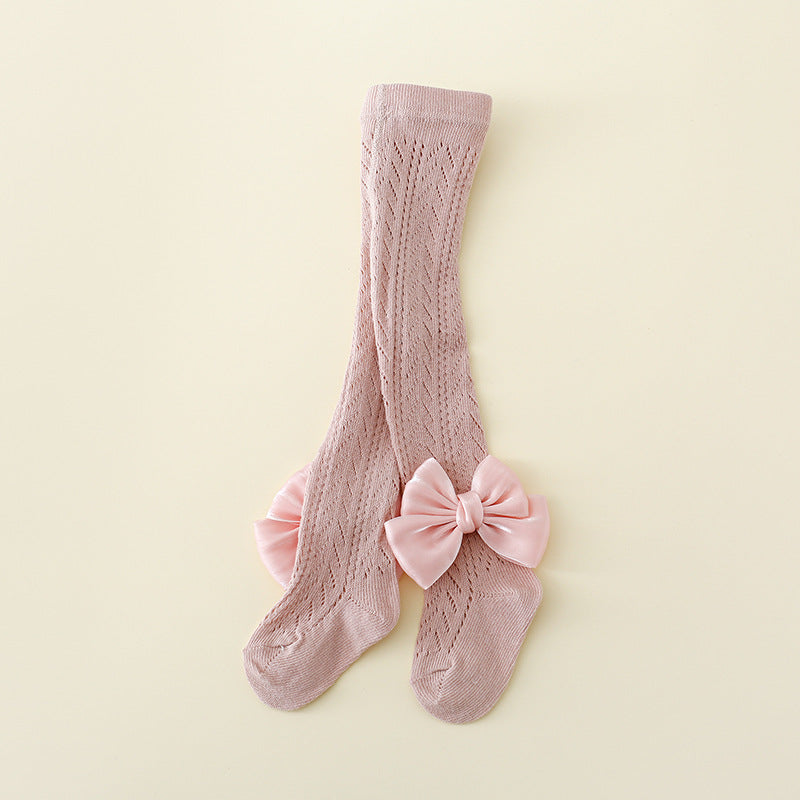 Calze bambina lunghe con fiocco in raso – vari colori