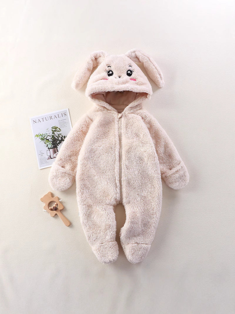 Tuta peluche neonato con cappuccio animale – Orsetto, Coniglietto e Panda