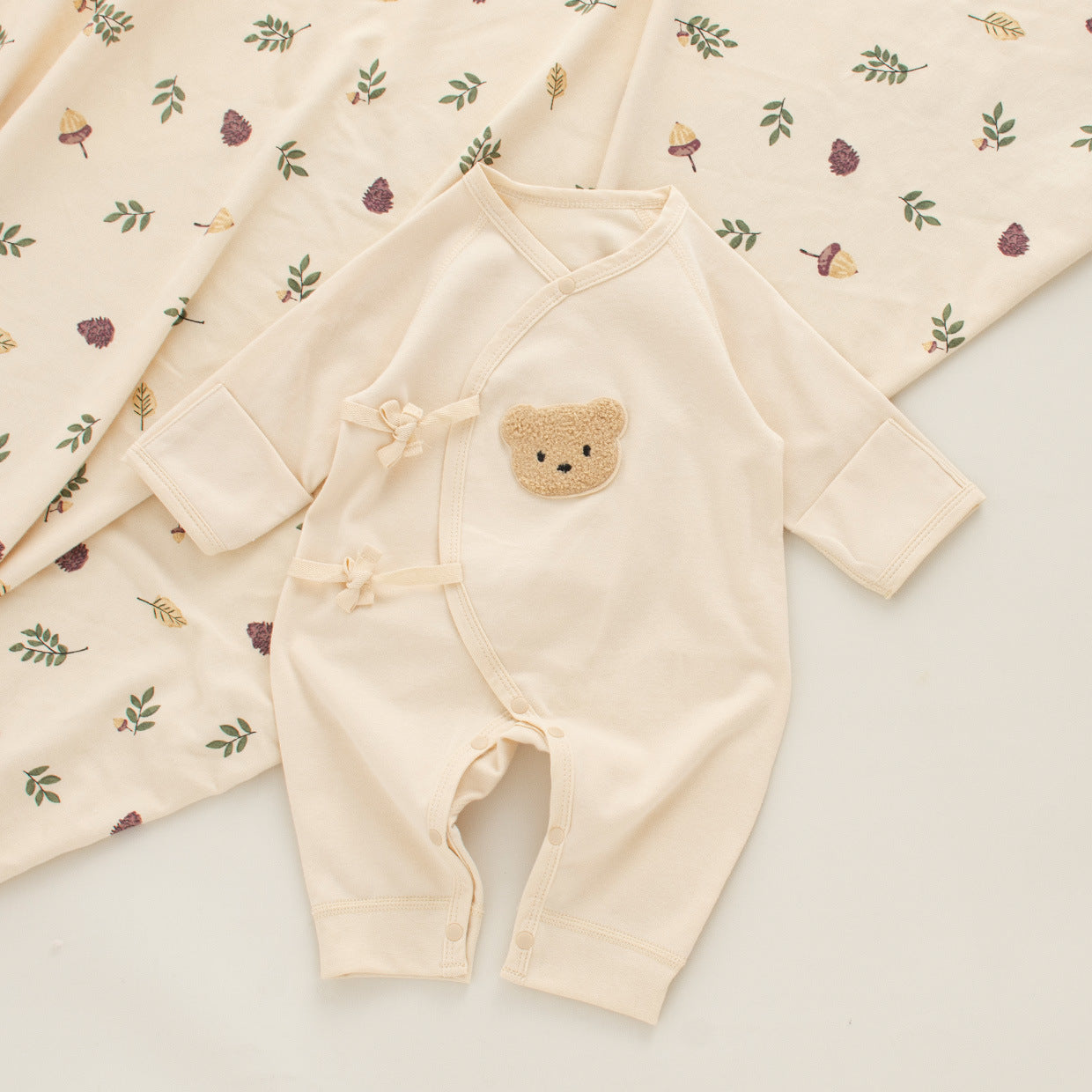 Coordinato Set Neutro Neonato/a Bimbo/ Bimba 3 pezzi – Orsetto coccoloso beige