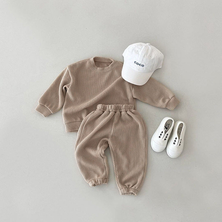 Set Completo Bambino in Cotone a Costine – Maglia + Pantaloni, Colori Pastello