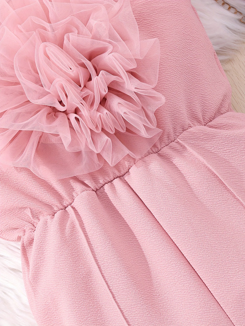 Tuta Elegante Bimba con Fiore in Tulle – "Blossom Chic"