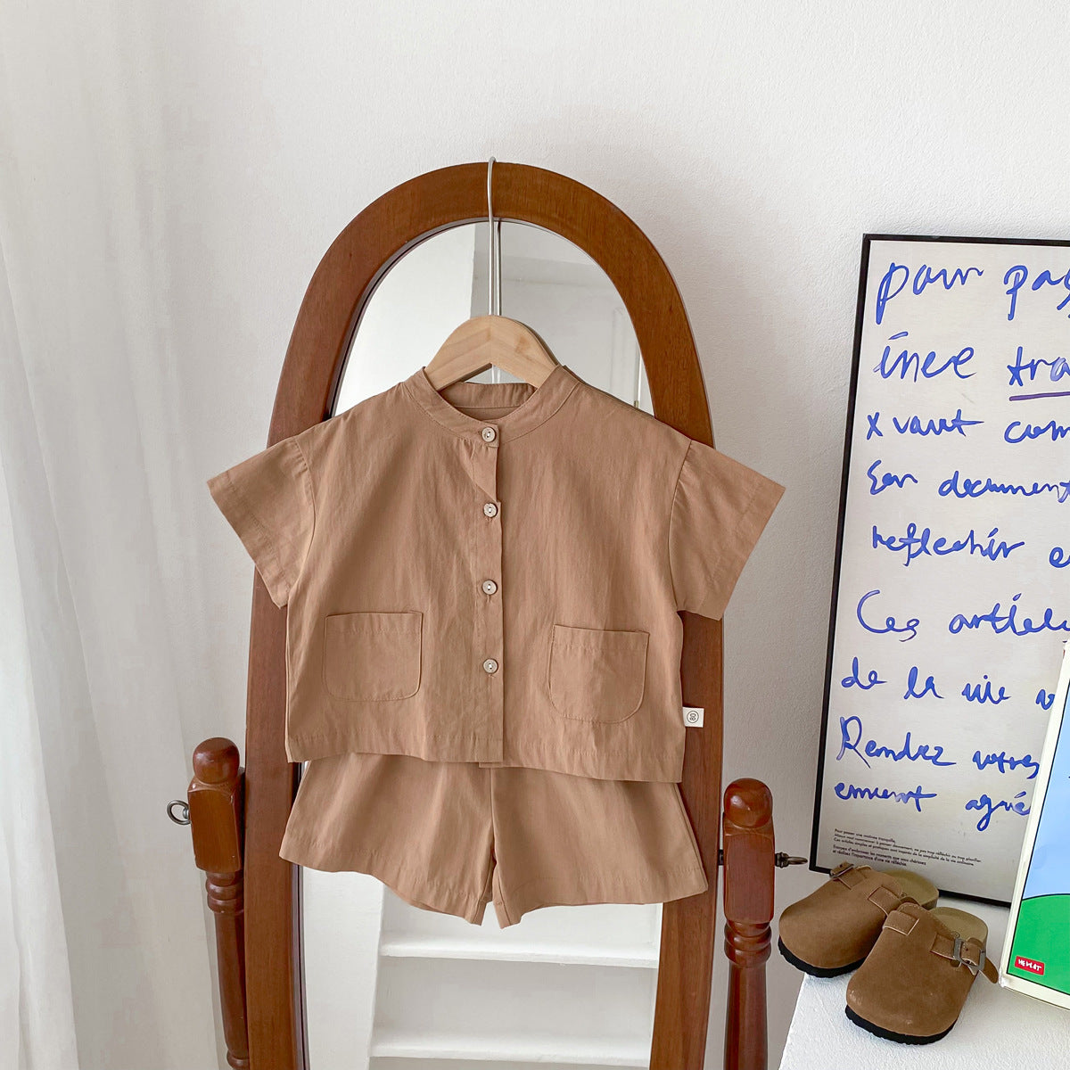 Completo estivo bimbo in cotone Camicia con pantaloncini coordinati